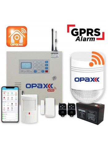 OPAX-2646+BGR-09+ Akü GPRS Alarm  Paneli & BGR-09 Kablosuz Sirenli Full Set (1 YIL AHM Ücretsiz)