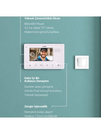 PRATİK Plus / 2K-400 4.3" Daire İçi Monitör,