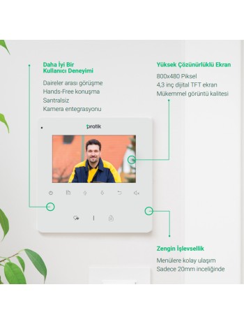 PRATİK Plus / 2K-430 4.3" Daire İçi Monitör